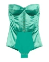 Elisabetta Franchi Woman Bodysuit Emerald Green Size 2 Acetate, Polyamide, Elastane