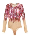 Elisabetta Franchi Woman Bodysuit Fuchsia Size 4 Polyamide, Elastane, Glass In Pink