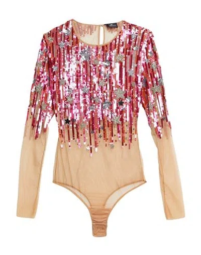 Elisabetta Franchi Woman Bodysuit Fuchsia Size 4 Polyamide, Elastane, Glass In Pink