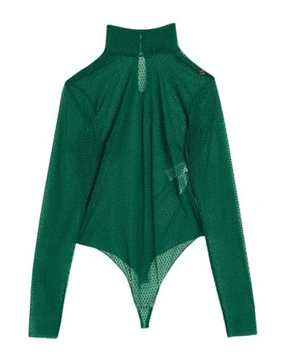 Elisabetta Franchi Woman Bodysuit Green Size 6 Polyamide, Elastane