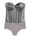 Elisabetta Franchi Woman Bodysuit Grey Size 6 Acetate, Polyamide, Elastane
