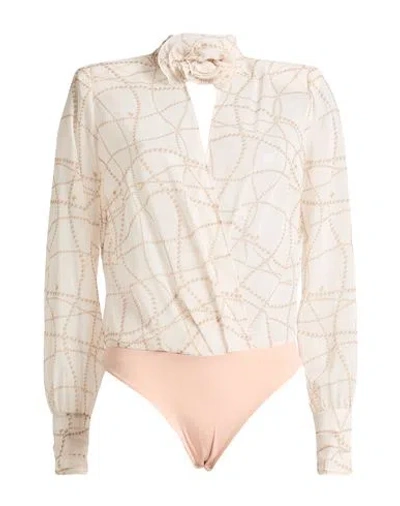 Elisabetta Franchi Woman Bodysuit Ivory Size 6 Polyester In White