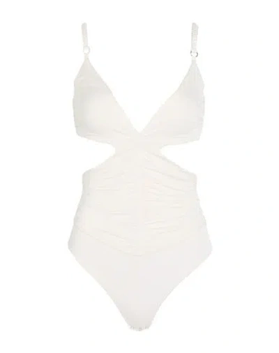 Elisabetta Franchi Woman Bodysuit Ivory Size 8 Cupro, Elastane In White