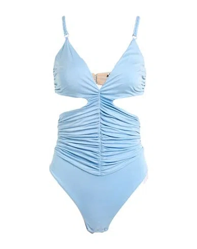 Elisabetta Franchi Woman Bodysuit Light Blue Size 8 Cupro, Elastane