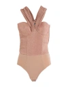 Elisabetta Franchi Woman Bodysuit Light Brown Size 4 Viscose, Polyester, Polyamide, Elastane In Pink