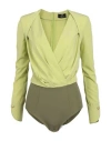 Elisabetta Franchi Woman Bodysuit Lime Green Size 10 Polyester, Elastane, Polyamide