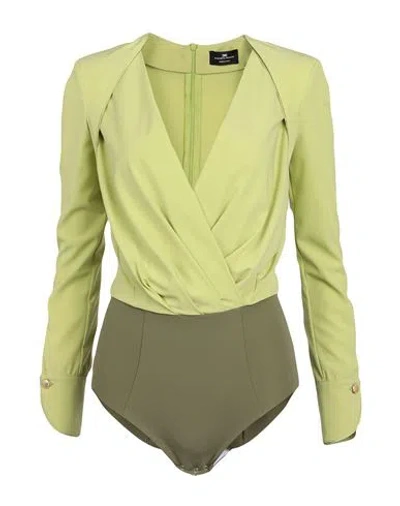 Elisabetta Franchi Woman Bodysuit Lime Green Size 10 Polyester, Elastane, Polyamide