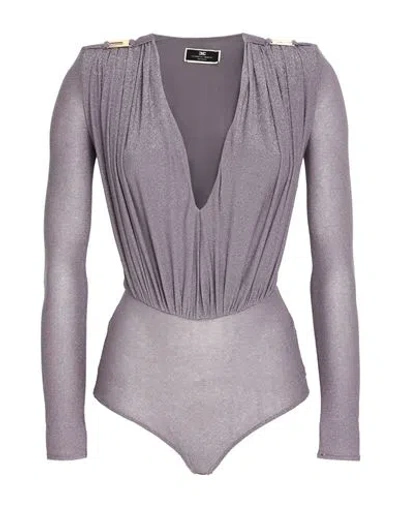Elisabetta Franchi Woman Bodysuit Mauve Size 4 Viscose, Polyester, Polyamide, Elastane In Purple
