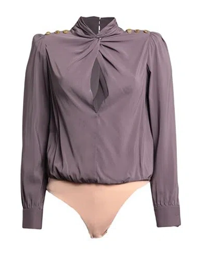 Elisabetta Franchi Woman Bodysuit Mauve Size 8 Viscose, Elastane, Polyamide In Purple
