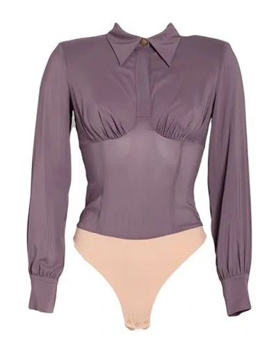 Elisabetta Franchi Woman Bodysuit Mauve Size 8 Viscose, Elastane In Purple