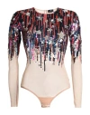 Elisabetta Franchi Woman Bodysuit Midnight Blue Size 4 Polyamide, Elastane, Glass