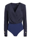 Elisabetta Franchi Woman Bodysuit Midnight Blue Size 6 Polyester, Elastane, Polyamide In Blue