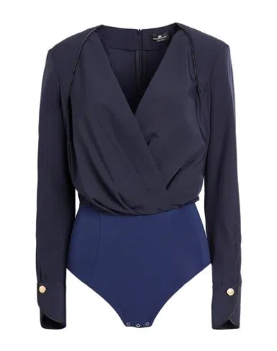 Elisabetta Franchi Woman Bodysuit Midnight Blue Size 6 Polyester, Elastane, Polyamide