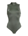 Elisabetta Franchi Woman Bodysuit Military Green Size 6 Viscose, Elastane