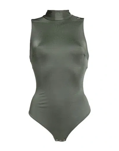 Elisabetta Franchi Woman Bodysuit Military Green Size 6 Viscose, Elastane
