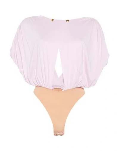 Elisabetta Franchi Woman Bodysuit Pink Size 12 Cupro, Elastane In Multi