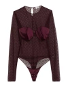 Elisabetta Franchi Woman Bodysuit Plum Size 6 Polyamide, Elastane