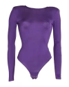 Elisabetta Franchi Woman Bodysuit Purple Size 10 Viscose, Elastane In Purple