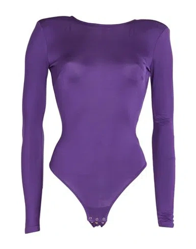 Elisabetta Franchi Woman Bodysuit Purple Size 10 Viscose, Elastane