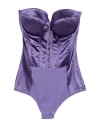 Elisabetta Franchi Woman Bodysuit Purple Size 4 Acetate, Polyamide, Elastane