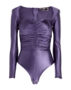 Elisabetta Franchi Woman Bodysuit Purple Size 4 Polyamide, Elastane