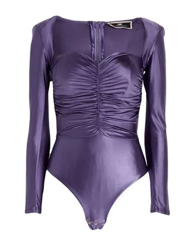 Elisabetta Franchi Woman Bodysuit Purple Size 4 Polyamide, Elastane