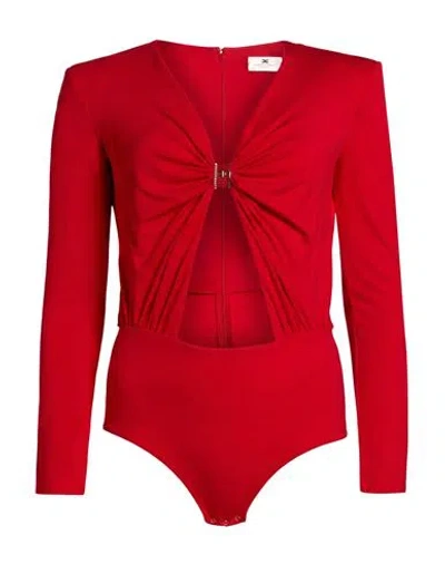 Elisabetta Franchi Woman Bodysuit Red Size 2 Viscose, Elastane, Polyamide