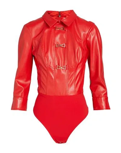 Elisabetta Franchi Woman Bodysuit Red Size 6 Polyester, Polyurethane, Polyamide, Elastane