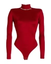 Elisabetta Franchi Woman Bodysuit Red Size 6 Viscose, Elastane