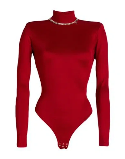 Elisabetta Franchi Woman Bodysuit Red Size 6 Viscose, Elastane