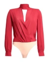 Elisabetta Franchi Woman Bodysuit Red Size 8 Viscose, Polyamide, Elastane In Red