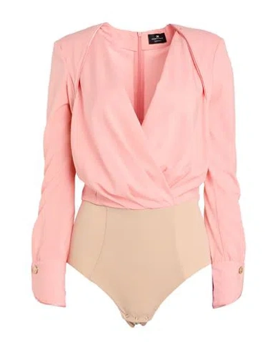 Elisabetta Franchi Woman Bodysuit Salmon Pink Size 6 Polyester, Elastane, Polyamide