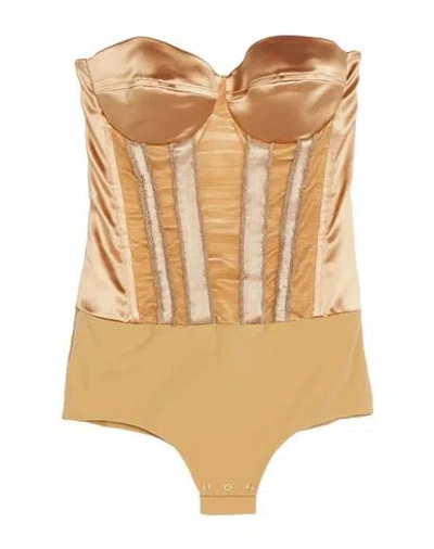 Elisabetta Franchi Woman Bodysuit Sand Size 2 Acetate, Polyamide, Elastane