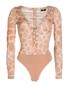 Elisabetta Franchi Woman Bodysuit Sand Size 8 Viscose, Elastane, Polyamide In Beige