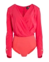 Elisabetta Franchi Woman Bodysuit Tomato Red Size 4 Polyester, Elastane, Polyamide In Pink