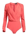 Elisabetta Franchi Woman Bodysuit Tomato Red Size 6 Polyester, Elastane, Polyamide