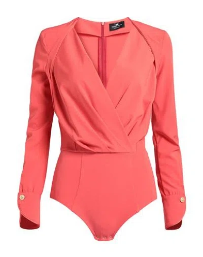 Elisabetta Franchi Woman Bodysuit Tomato Red Size 6 Polyester, Elastane, Polyamide