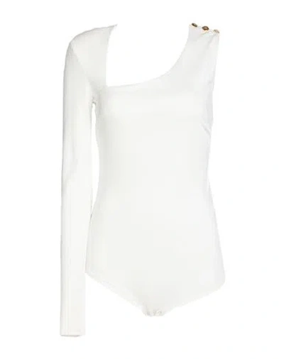 Elisabetta Franchi Woman Bodysuit White Size 10 Viscose, Elastane, Cotton