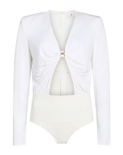 Elisabetta Franchi Woman Bodysuit White Size 10 Viscose, Elastane, Polyamide
