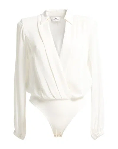 Elisabetta Franchi Woman Bodysuit White Size 8 Viscose, Polyamide, Elastane