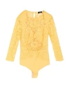 Elisabetta Franchi Woman Bodysuit Yellow Size 2 Polyamide, Viscose In Yellow