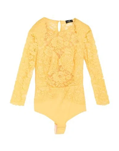Elisabetta Franchi Woman Bodysuit Yellow Size 2 Polyamide, Viscose