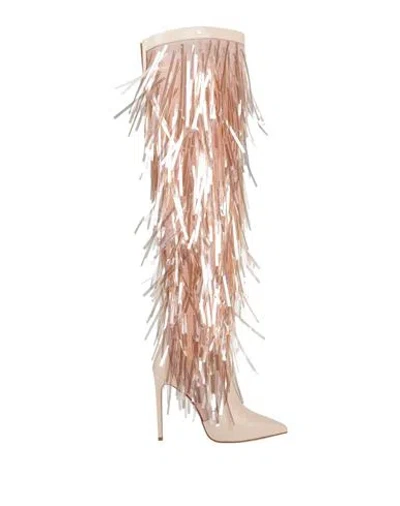 Elisabetta Franchi Woman Boot Blush Size 7 Leather, Textile Fibers In Pink