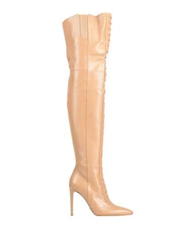 Elisabetta Franchi Woman Boot Camel Size 7 Leather In Beige