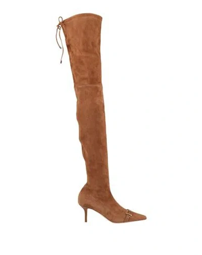 Elisabetta Franchi Woman Boot Camel Size 8 Leather In Beige
