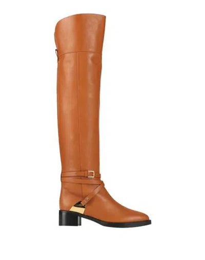 Elisabetta Franchi Woman Boot Tan Size 7 Soft Leather In Brown