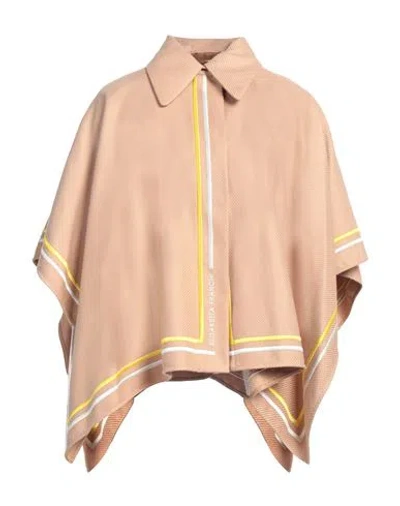 Elisabetta Franchi Woman Cape Camel Size 6 Cotton In Beige