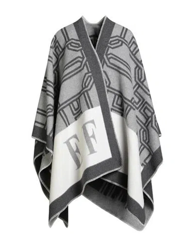 Elisabetta Franchi Woman Cape White Size Onesize Wool, Cotton, Polyester