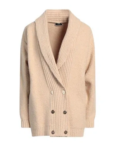 Elisabetta Franchi Woman Cardigan Beige Size 8 Cotton, Polyamide, Elastane