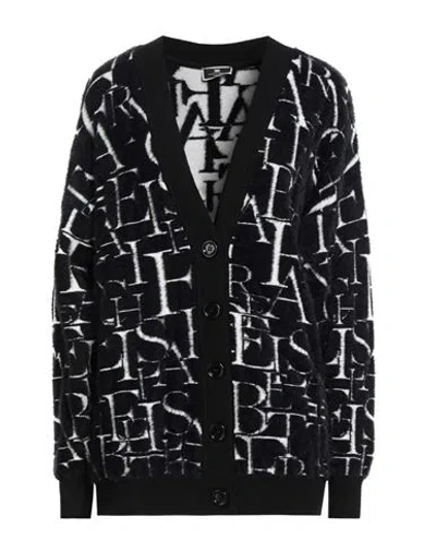 Elisabetta Franchi Woman Cardigan Black Size 12 Polyamide, Viscose, Polyester